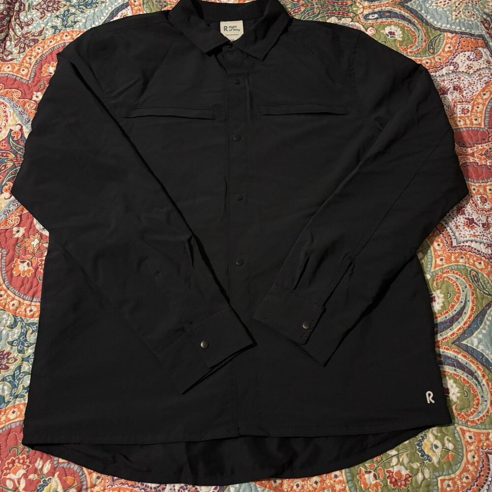 ROW Right Of Way Thomas Field Jacket Mens Sz M Black Lined Rip Stop Fabric‎